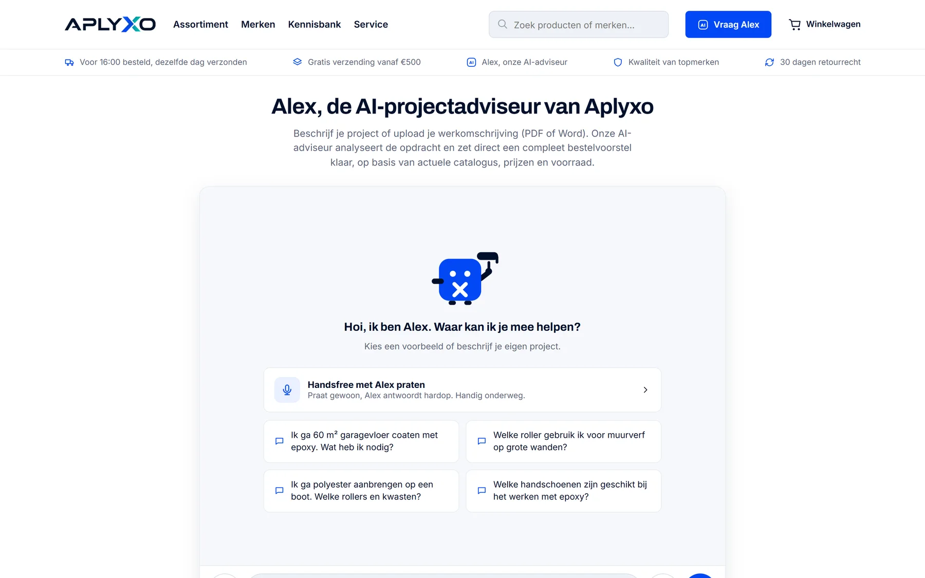 AI-projectadviseur Alex en het Aplyxo-assortiment