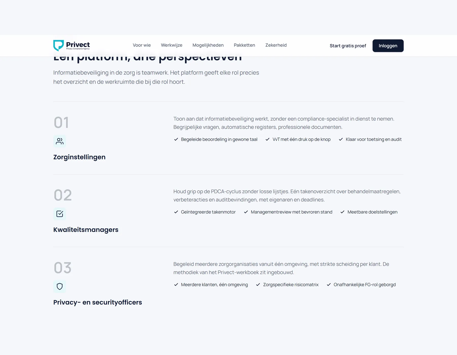 Drie gebruikersrollen in het ISMS-platform