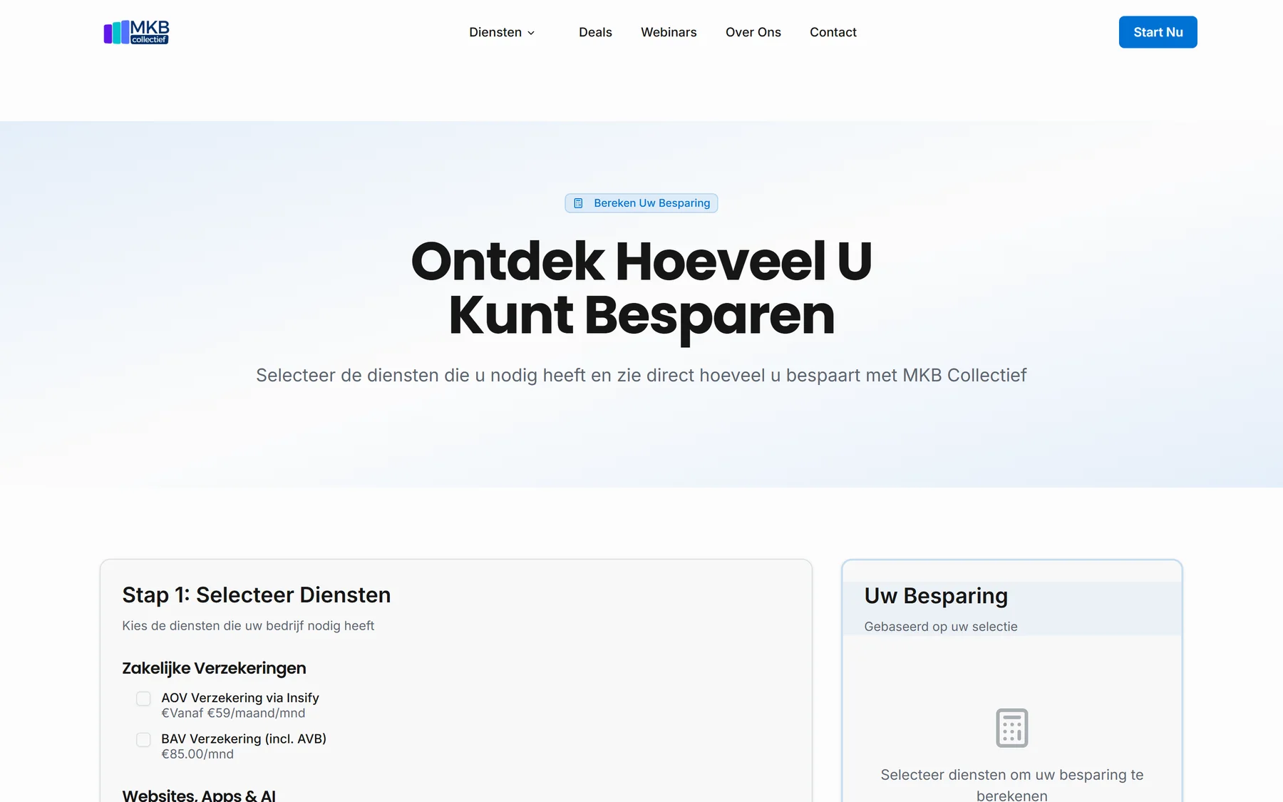 De besparingscalculator van MKB Collectief