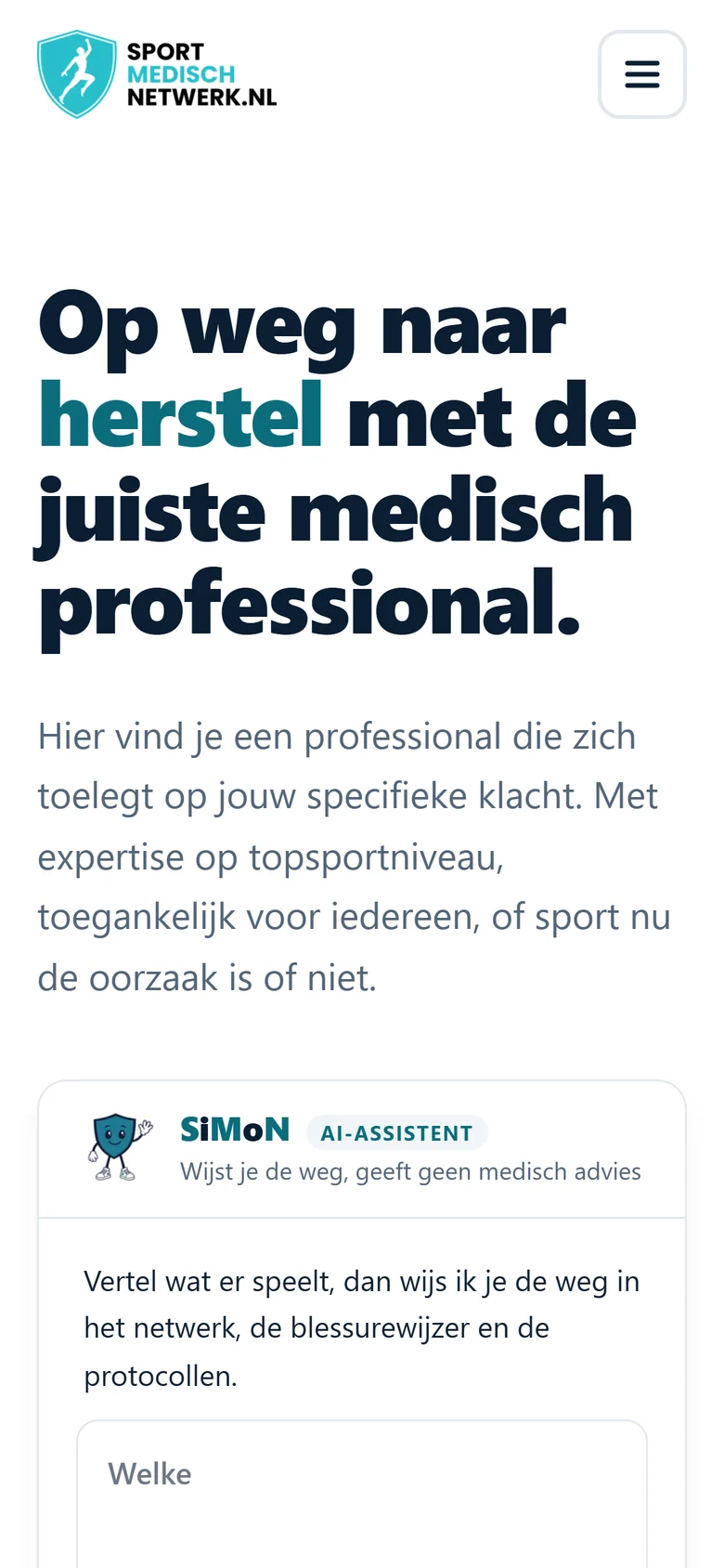 Sportmedischnetwerk.nl op een telefoon